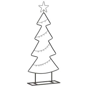 vidaXL Árbol de Navidad de metal con soporte Negro 90 cm Acero