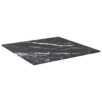 vidaXL Tablero mesa diseño mármol vidrio templado negro 40x40 cm 6 mm