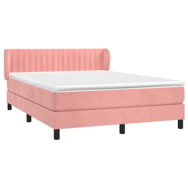 vidaXL Cama box spring con colch&oacute;n terciopelo rosa 140x200 cm