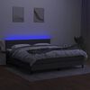 vidaXL Cama box spring colch&oacute;n y luces LED tela gris oscuro 180x200 cm