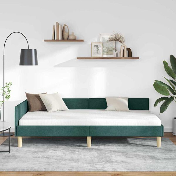 vidaXL Estructura de cama en esquina Verde oscuro 100 x 200 cm tela