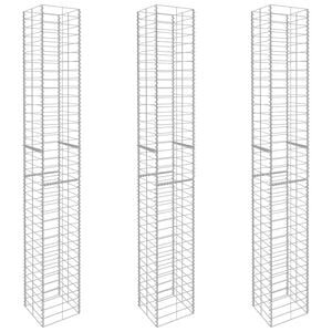 vidaXL Cestas de muro de gaviones 3 uds acero galvanizado 25x25x197cm