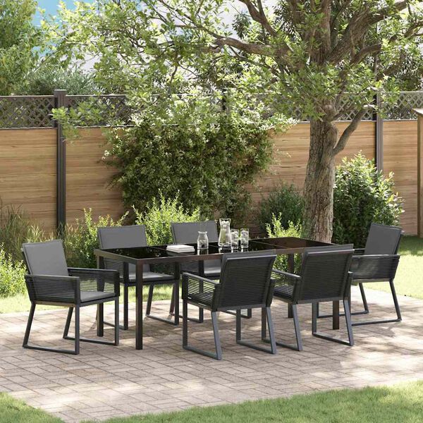 vidaXL Conjunto de Comedor de Jard&iacute;n 7 pcs Negro