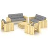 vidaXL Set muebles de jard&iacute;n y cojines 5 pzas madera pino impregnada