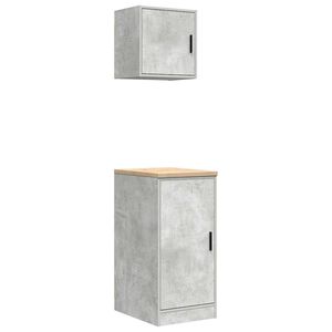 vidaXL Armarios 2 uds para garaje madera de ingenier&iacute;a ris hormig&oacute;n