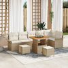 vidaXL Conjunto de sofá de jardín 9 pcs Beige ratán sintético