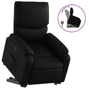 vidaXL Sill&oacute;n reclinable elevable cuero artificial negro