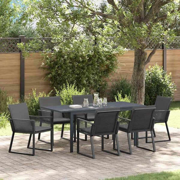 vidaXL Conjunto de Comedor de Jard&iacute;n 7 pcs Antracita rat&aacute;n sint&eacute;tico