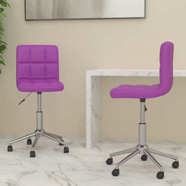 vidaXL Sillas de comedor giratorias 2 unidades cuero sint&eacute;tico morado
