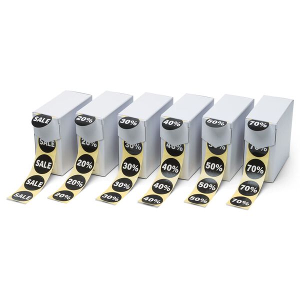 rillprint Pegatinas de descuento 250 pzas 5 rollos blanco y negro