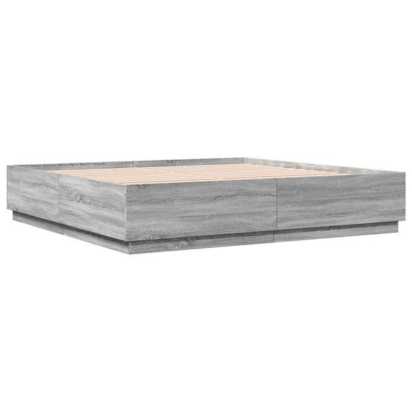 vidaXL Estructura de cama con luces LED madera gris Sonoma 200x200 cm