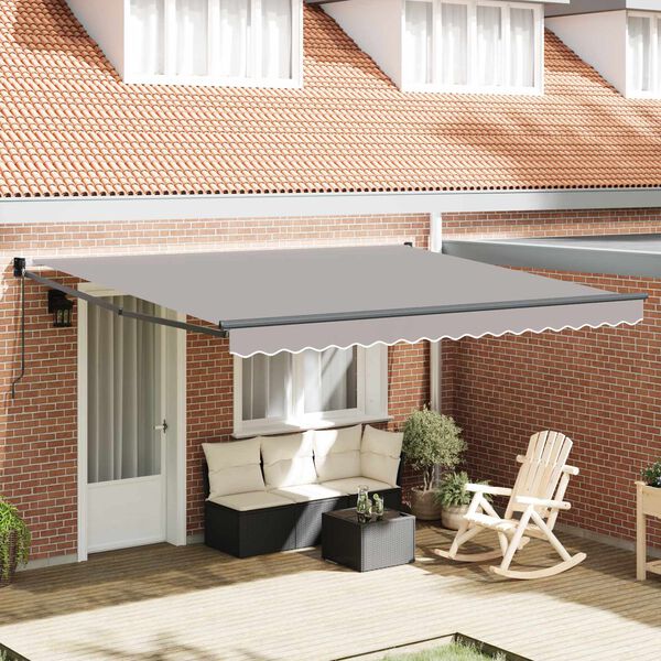 vidaXL Toldo Retr&aacute;ctil Gris Claro 400 x 300 cm Poli&eacute;ster y Aluminio