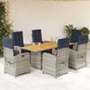 vidaXL Set comedor de jard&iacute;n 7 pzas con cojines rat&aacute;n sint&eacute;tico beige