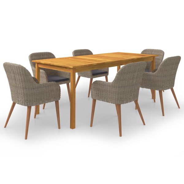 vidaXL Juego de comedor para jardín 7 piezas marrón