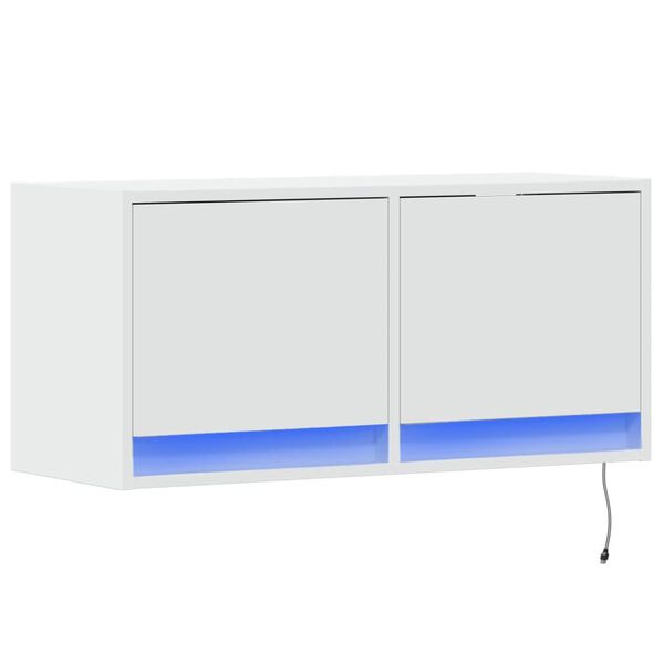 vidaXL Mueble de TV de pared con luces LED blanco 80x31x35 cm
