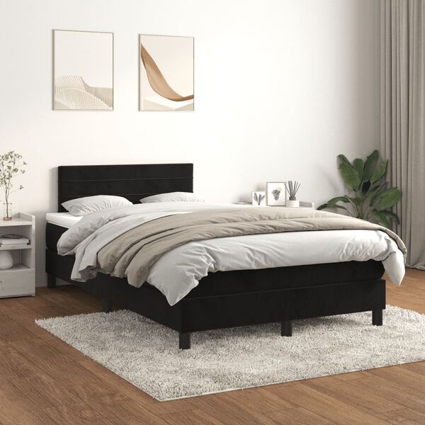 vidaXL Cama box spring con colch&oacute;n terciopelo negro 120x190 cm
