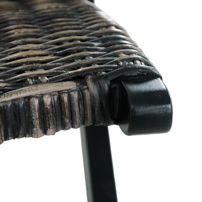 vidaXL Silla de ratán kubu natural y madera maciza de caoba negro