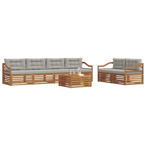 vidaXL Conjunto de sof&aacute;s de exterior 7 pcs Gris Natural y Claro