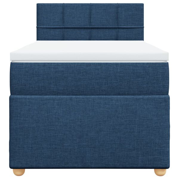 vidaXL Cama box spring con colch&oacute;n tela azul 90x190 cm