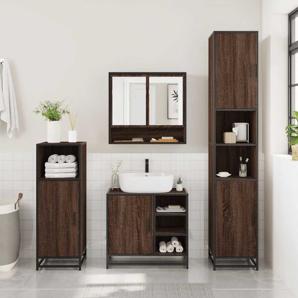 vidaXL Set de muebles baño 2 pzas madera contrachapada marrón roble
