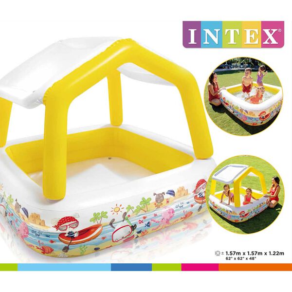 Intex Piscina inflable con parasol 157x157x122 cm