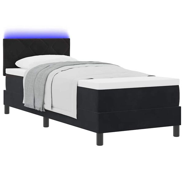vidaXL Cama Box Spring LED con colch&oacute;n Negro 80 x 200 cm Terciopelo