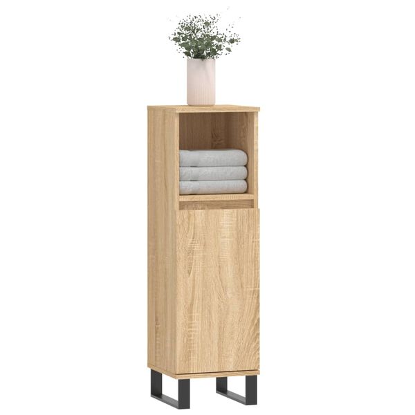 vidaXL Armario de ba&ntilde;o madera contrachapada roble Sonoma 30x30x100 cm