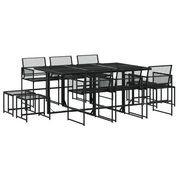vidaXL Set de comedor de jardín 11 pzas ratán sintético negro