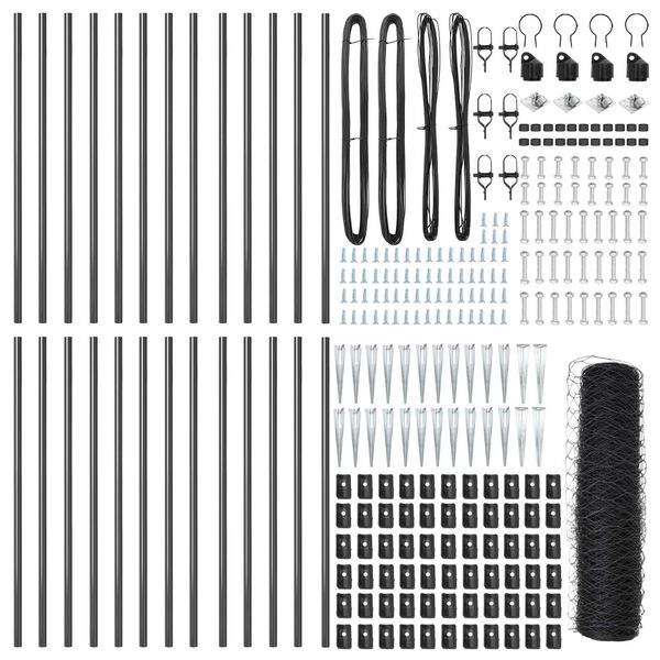 vidaXL Poste de Valla Gris 50 x 1 m (malla de 36 mm) Acero y PVC