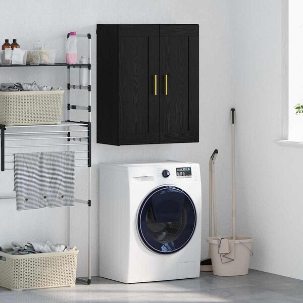 vidaXL Armario de pared Roble Negro 69,5 x 34 x 90 cm