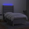 vidaXL Cama box spring colch&oacute;n y luces LED tela gris claro 80x200 cm