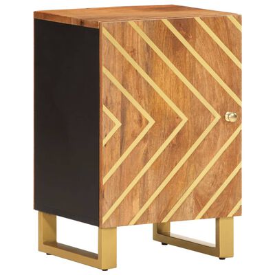 vidaXL Mueble de baño madera maciza mango marrón y negro 38x33,5x58 cm