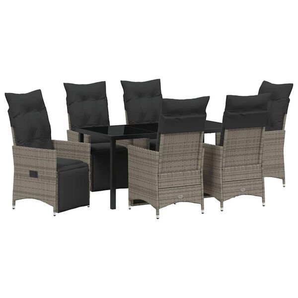 vidaXL Conjunto de Comedor de Jardín 7 pcs Gris ratán sintético