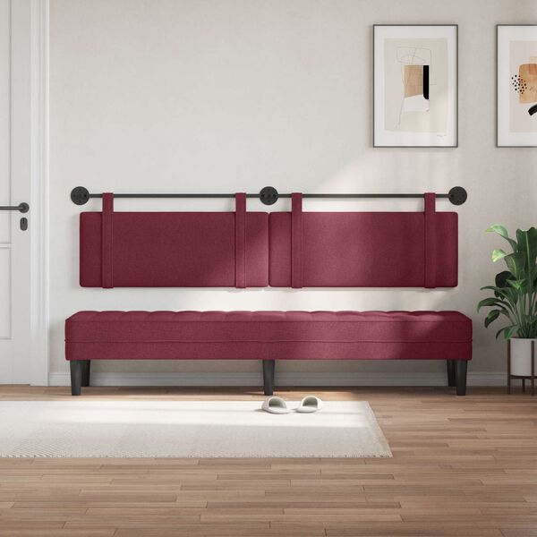 vidaXL Cabecera Colgante Liso Rojo vino 210 x 55 x 5 cm tela