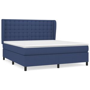 vidaXL Cama box spring con colch&oacute;n tela azul 160x200 cm