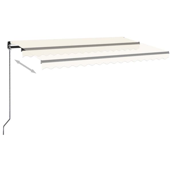 vidaXL Toldo manual retr&aacute;ctil con LED color crema 400x350 cm