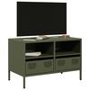 vidaXL Mueble para TV acero laminado en frío verde oliva 68x39x43,5 cm