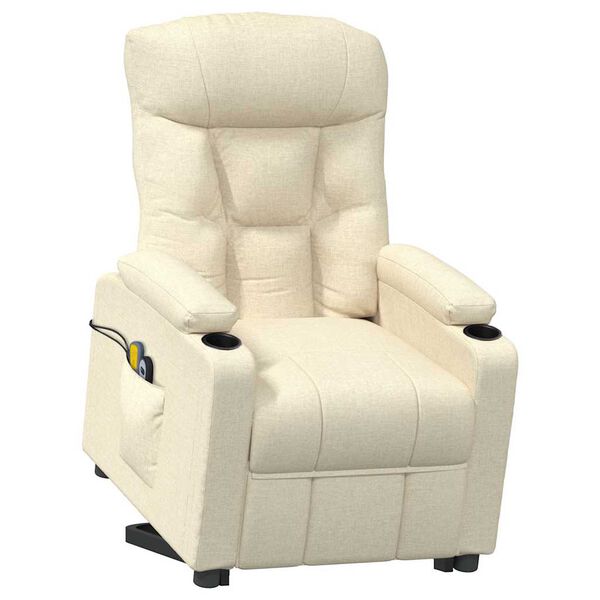 vidaXL Sillón de masaje elevable tela color crema