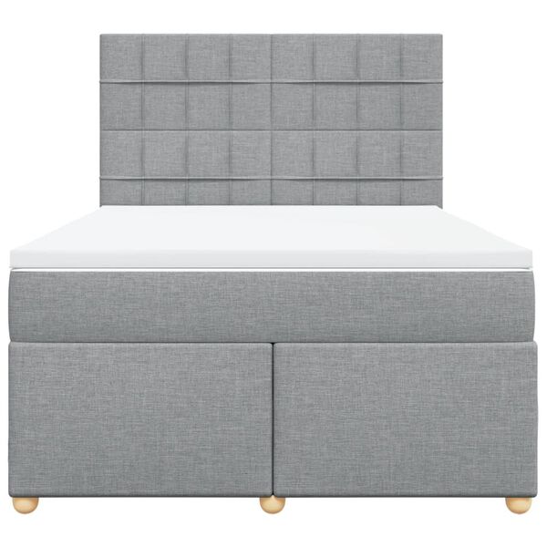 vidaXL Cama box spring con colch&oacute;n tela gris claro 140x190 cm
