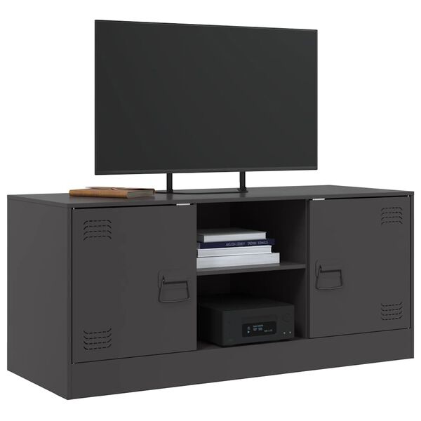 vidaXL Mueble para TV de acero negro 99x39x44 cm