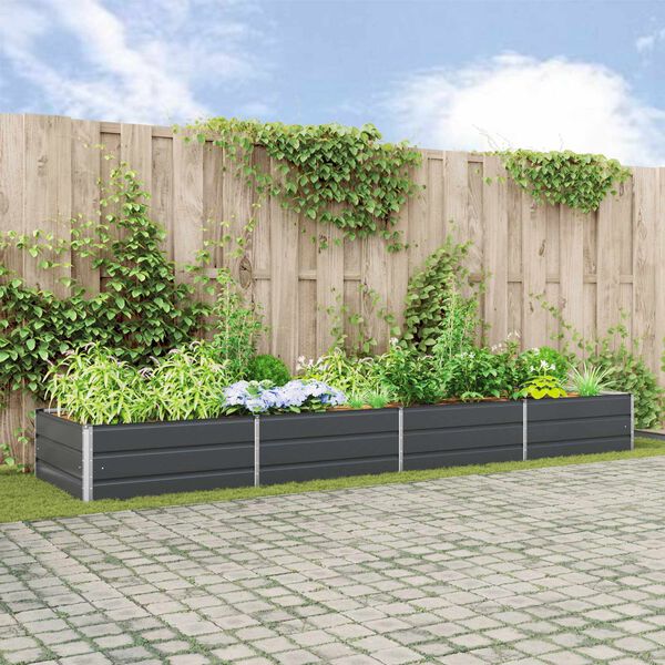 vidaXL Jardinera Antracita 195 x 100 x 45 cm Acero Galvanizado