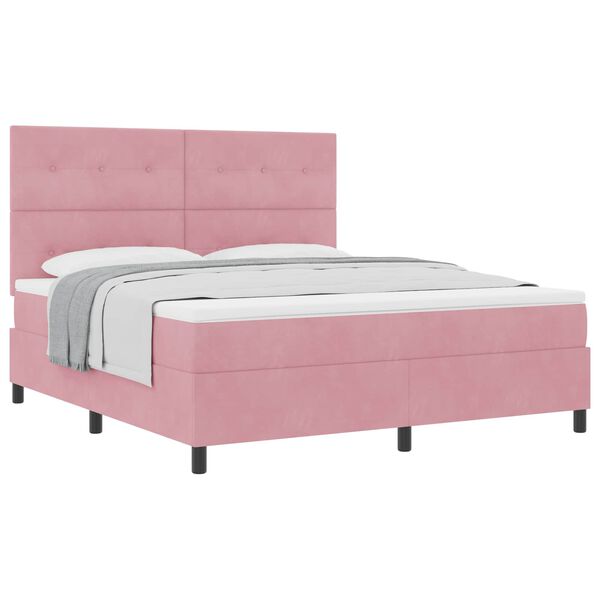 vidaXL Cama tipo Box Spring con colch&oacute;n Rosa 180 x 200 cm tela