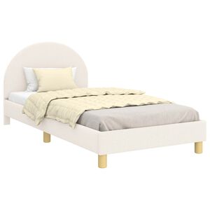 vidaXL Cama para ni&ntilde;os con cabecero Crema 90 x 200 cm Tela de Oveja