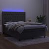 vidaXL Cama box spring colch&oacute;n y LED terciopelo gris oscuro 140x200 cm