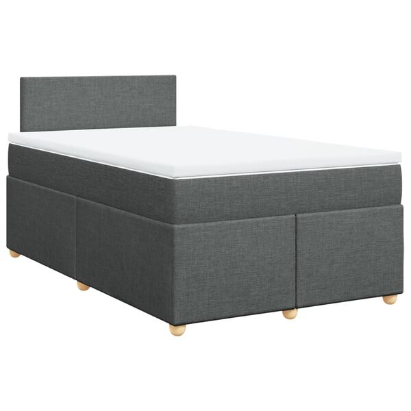 vidaXL Cama box spring con colch&oacute;n tela gris oscuro 120x200 cm