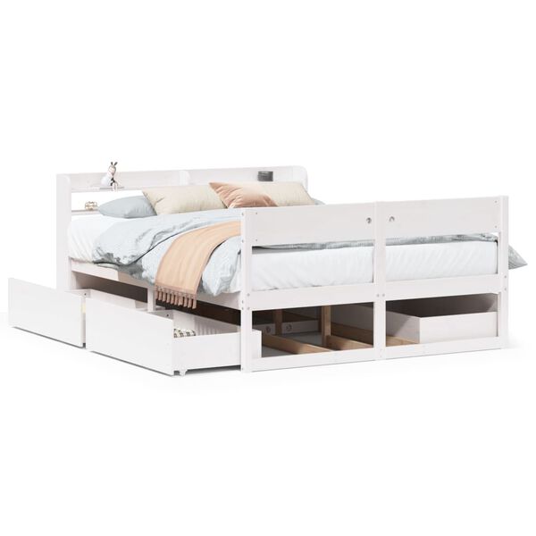 vidaXL Estructura de cama sin colch&oacute;n madera de pino blanca 120x200 cm