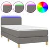 vidaXL Cama box spring colch&oacute;n y luces LED tela gris oscuro 100x200 cm