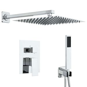 vidaXL Sistema de Ducha Empotrado (Cuadrado) Plateado