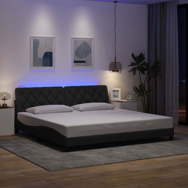 vidaXL Estructura de cama con LED sin colch&oacute;n gris oscuro 200x200 cm