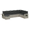 vidaXL Set de sof&aacute;s de jard&iacute;n 8 pzas y cojines rat&aacute;n sint&eacute;tico gris